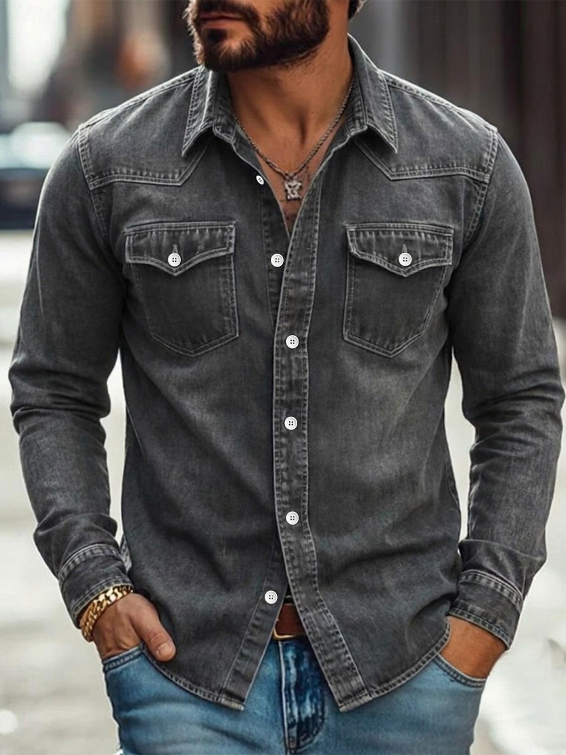 camicia da uomo softfade™ camicia casual camicia da lavoro camicia western camicia con bottoni capo tinto blu nero rosso verde manica lunga camicia semplice colletto casual quotidiano tasca frontale abbigliamento cotone del 2026 a $32.99 –P4