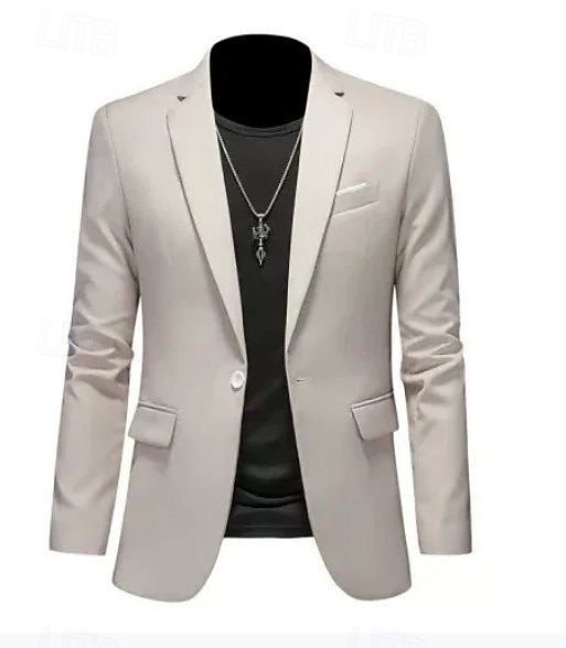 Hommes Veste blazer Occasionnel Quotidien Extérieur Élégant Mode Printemps Toutes saisons Poly Couleur Unie Minimaliste Décontracté / Quotidien Droit 1 bouton veste Rose Claire Kaki clair Noir Blanche de 2026 ? $61.99 –P4