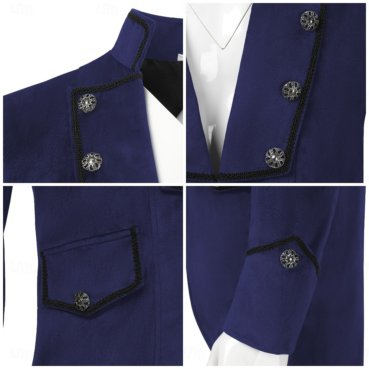 Rétro Vintage Queue-de-pie Manches longues Prince Vampire Gentleman Déguisement Homme Fantaisie Halloween Carnaval Mascarade Foire de la Renaissance LARP Adulte Manteau de 2026 ? $51.99 –P6