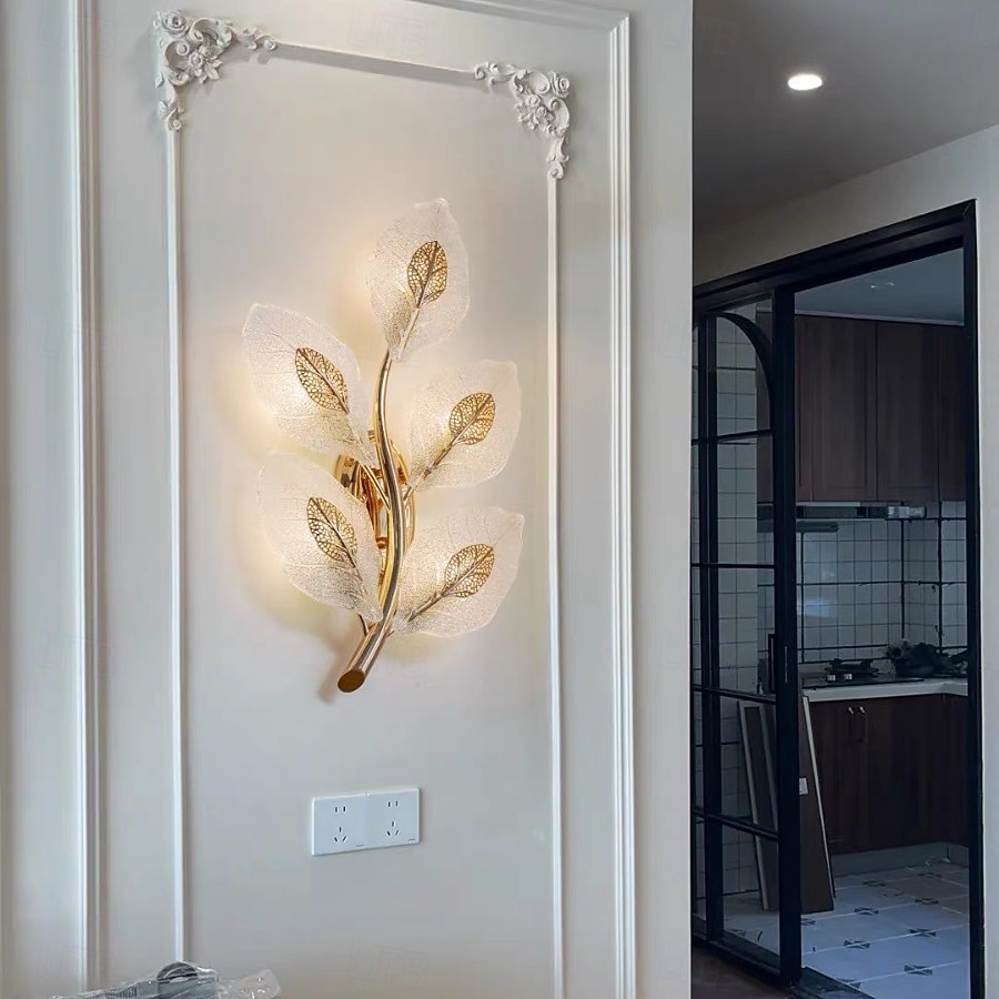 Gold LED wall lights, modern wall lights, bionic leaf vanity lamps for bathroom, bedside table wall lamp, perfect for bedroom, living room 2026 - $138.99 –P12