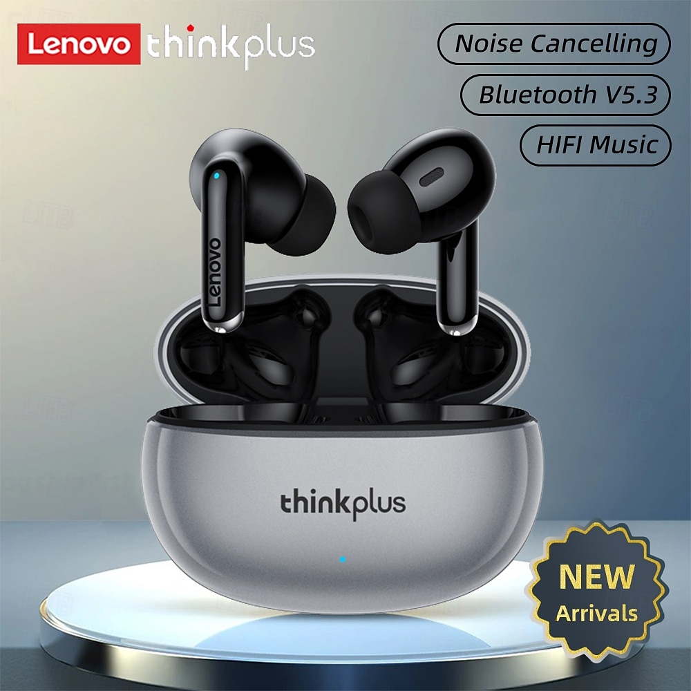 Lenovo thinkplus Wireless Earbuds, Bluetooth 5.3 Headphones with Noise Cancelling, HiFi Stereo TWS In-Ear Earphones with Mic, Charging Case, Sport Earbuds for iPhone and Android, Grey & Black 2026 - $35.99 –P1