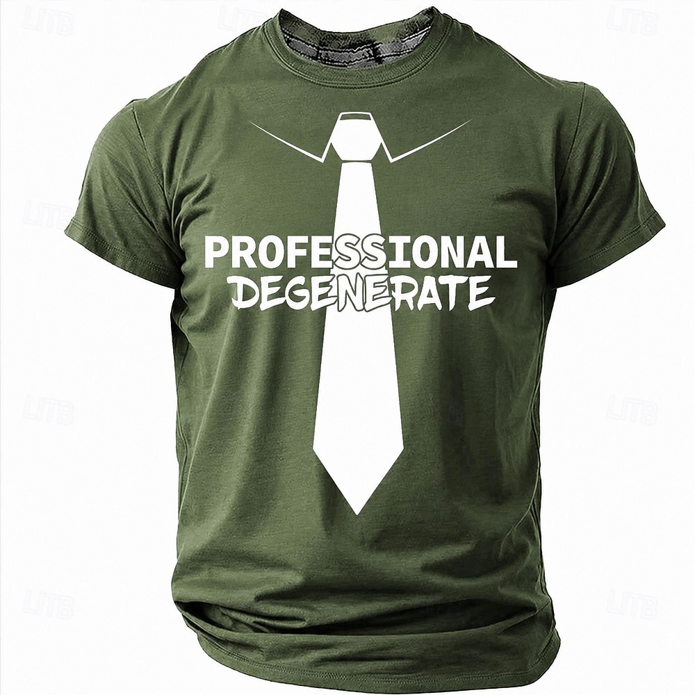Men's Professional Degenerate Tie Funny Sarcastic Graphic T-Shirt Casual Crew Neck Short Sleeve Tee Shirt Designer Clothing Apparel S M L XL XXL XXXL 2026 - $19.99 –P6