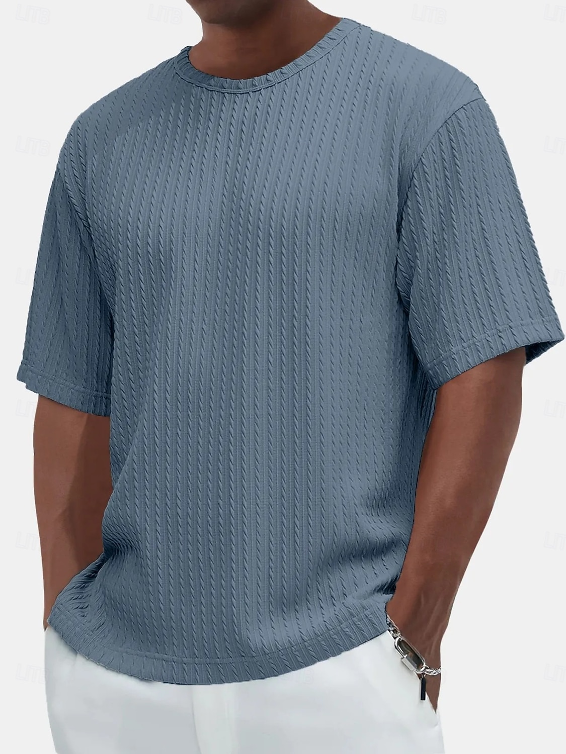 Per uomo Maglietta Maglietta a Maglia a Coste Maniche Corte Girocollo Estate Semplice Testurizzato Striscia di Fossa Moda Designer Essenziale Jacquard Puro Casuale Vacanza Streetwear Blu Nero Verde del 2026 a $20.99 –P8