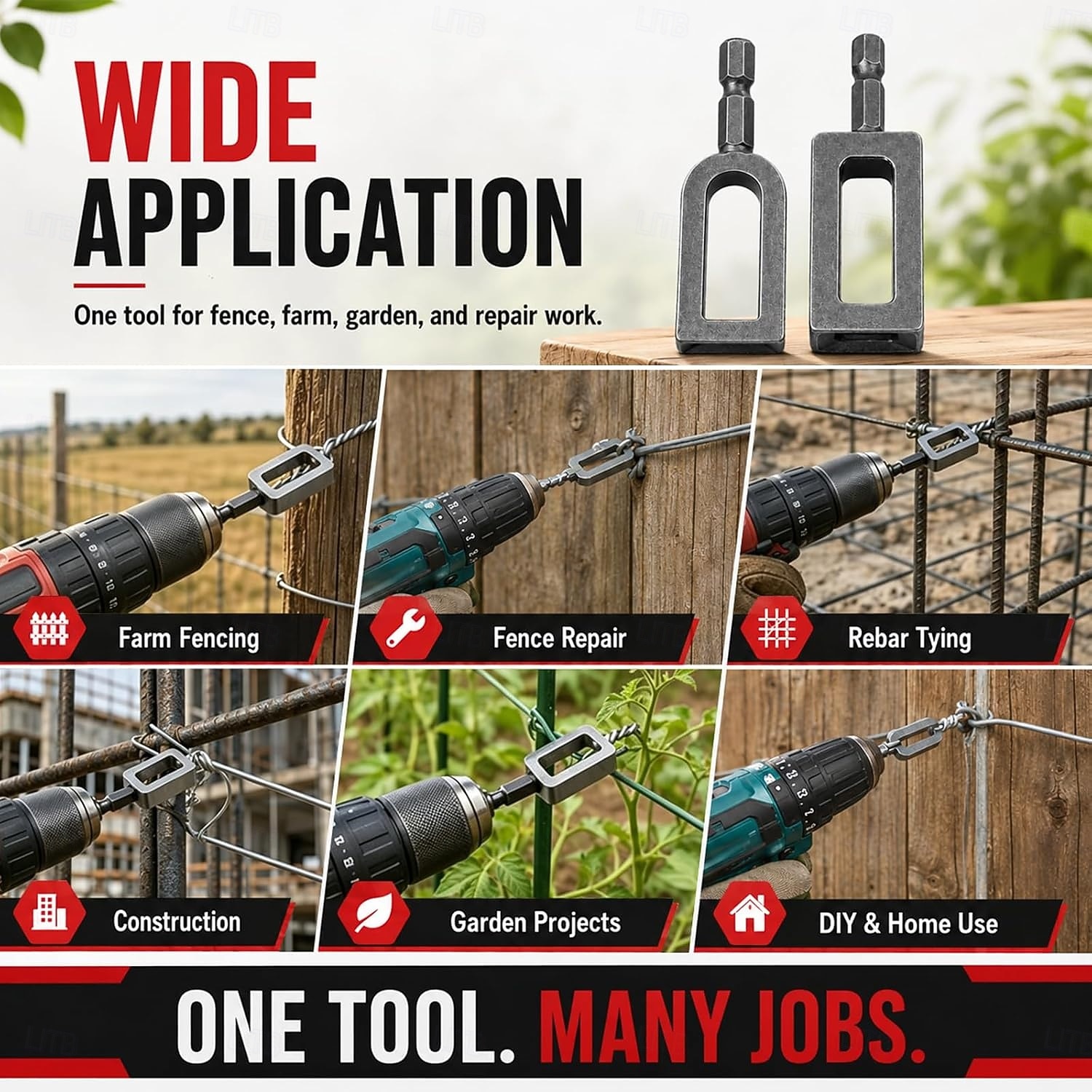 Wire Twisting Tool for Electric Drill, 2 Pcs Power Drill Wire Twister Attachment for Fencing, Barbed Wire, T-Post Clips, Heavy Duty Metal Tool for Fence Repair, Fast Efficiency, Less Hand Strain 2026 - $8.99 –P5