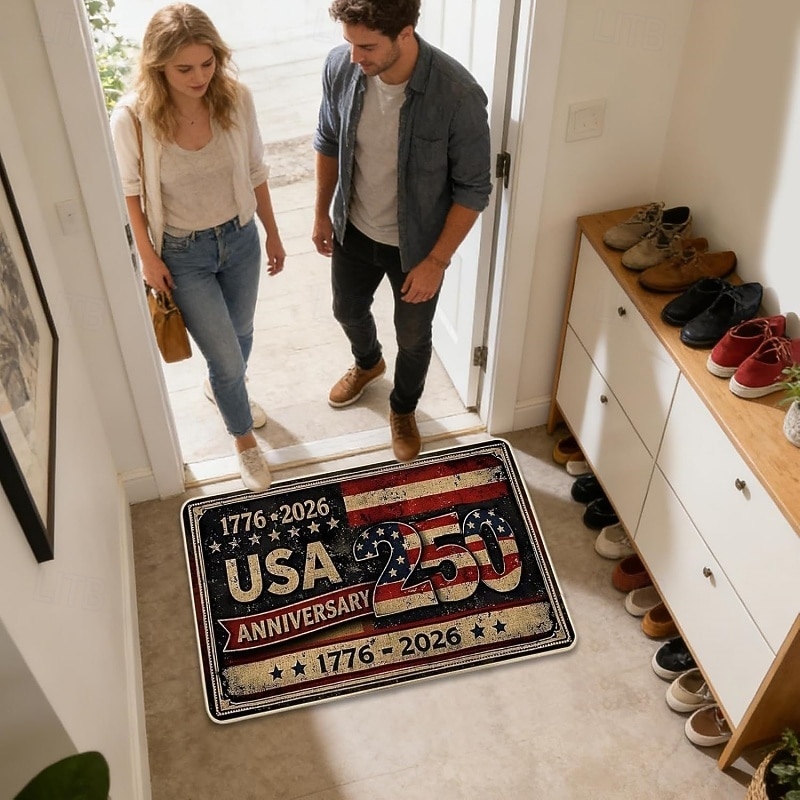 Zerbino per il 250° anniversario degli Stati Uniti (1776-2026), 80x50 cm, zerbino patriottico per il 250° anniversario dell'America, zerbino per il quindicesimo anniversario, tappeto decorativo con del 2026 a $18.99 –P2