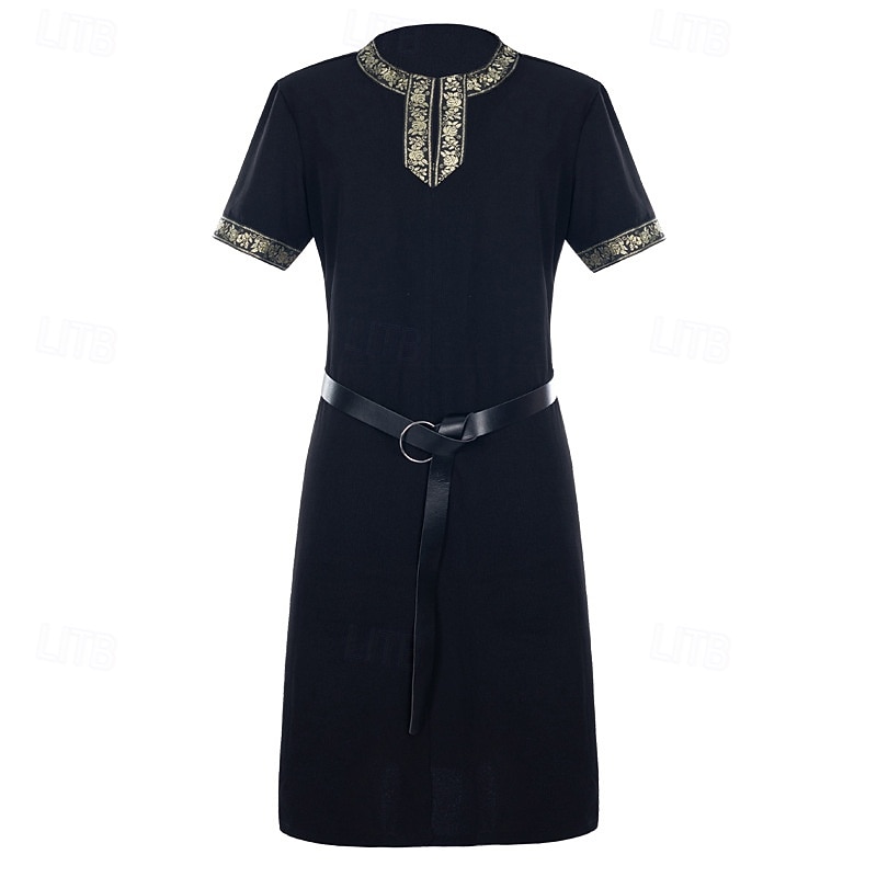 Set Retro Vintage Medieval Renaissance Waist Belt Tunic with Accessories Short Sleeves Pirate Viking Fancy Dress Men's Viking Halloween Carnival Renaissance Fair LARP Adults Belt T-shirt 2026 - $46.99 –P1