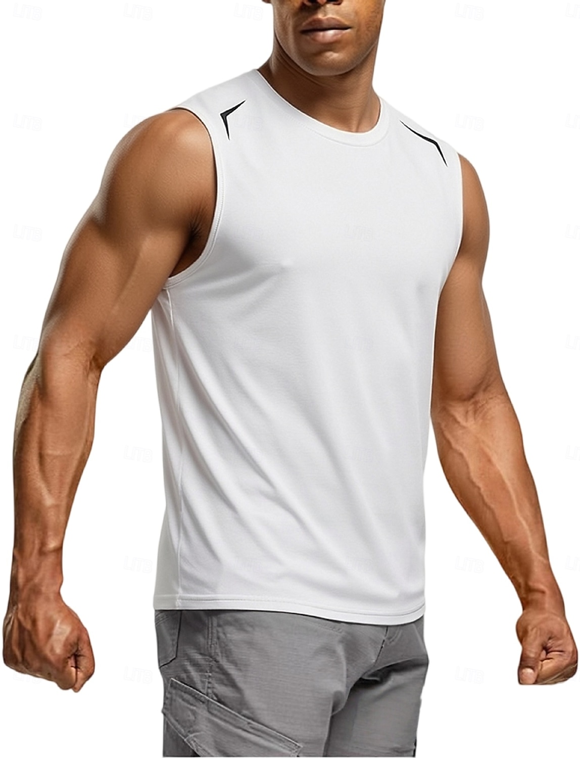 Men's Racer Back Tank Top Sleeveless Crew Neck Summer Solid Color Sports Soak Off Reflective Strip Minimalist Casual Silver Light Khaki Black Top Tee for Men 2026 - $19.99 –P9