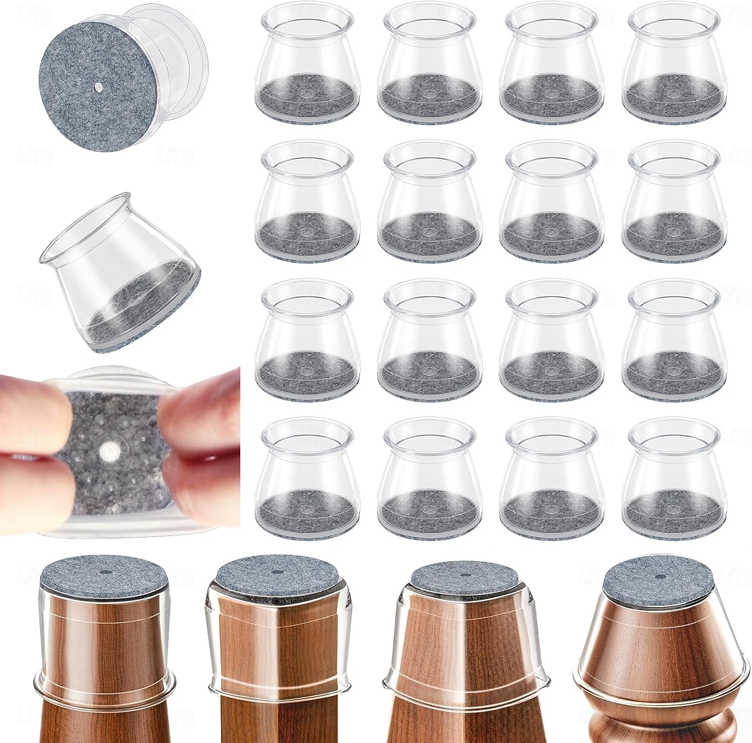 Lot de 24 protège-pieds de chaise pour parquets, embouts en silicone transparent avec patins en feutre, housses extensibles pour éviter les rayures. &réduit le bruit, s'adapte à la forme ronde &pieds de 2026 ? $25.99 –P1