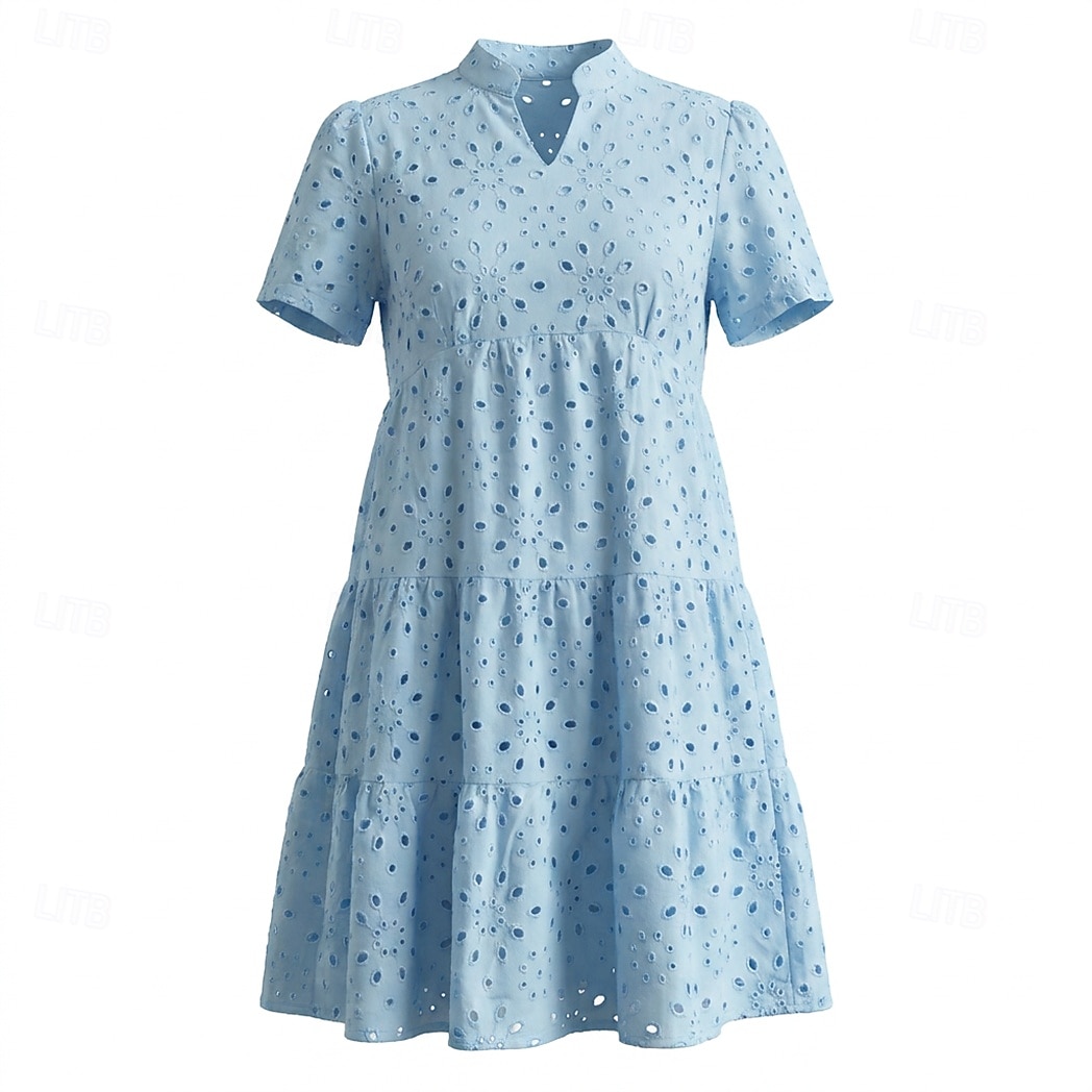 Per donna Abito al ginocchio Abito ritagliato Elegante Quotidiano Vestibilità comoda Colore Puro Manica Corta Scollo a V Blu chiaro Nero Bianco Rosa Estate del 2026 a $35.99 –P1