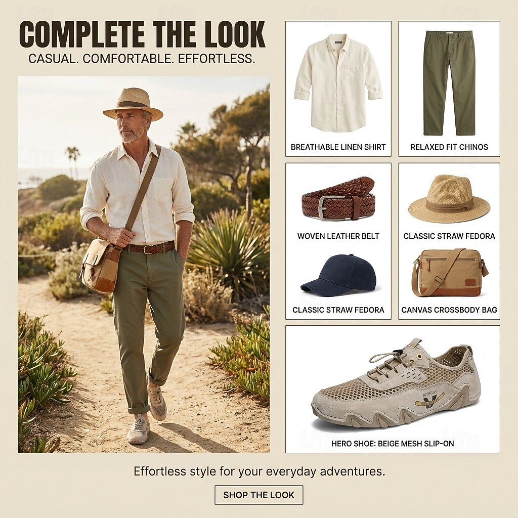 Scarpe da ginnastica da uomo beige in mesh – scarpe casual traspiranti e leggere, comode calzature da esterno per viaggi, passeggiate e uso quotidiano del 2026 a $46.99 –P1