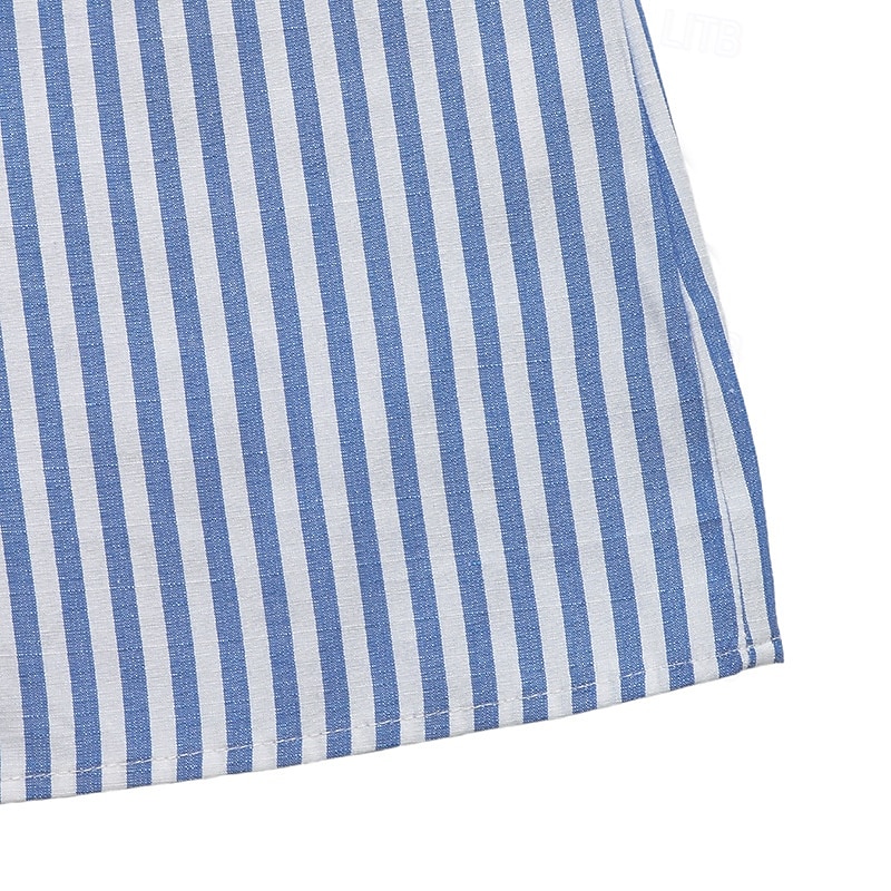 Femmes Robe Longueur Genou Robe trapèze Élégant Quotidien Coupe régulière Rayé Demi Manches Col montant Bleu Kaki Été Automne de 2026 ? $39.99 –P5