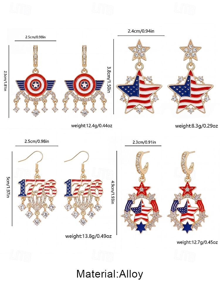 Women's Patriotic Commemorative Earrings, Alloy 4th of July & America 250 Holiday Drop Earrings, Multi Style Red White Blue Statement Earrings for Parade Party Celebration 2026 - $11.99 –P8