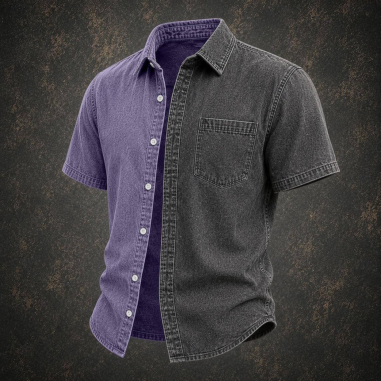 ανδρικό πουκάμισο softfade™ casual πουκάμισο με οξύ βαμμένο μπορντό μωβ χακί στρατιωτικό πράσινο ανοιχτό μπλε κοντομάνικο απλό πουκάμισο γιακάς casual καθημερινά ρούχα κομψό 2026 - $31.99 –P1