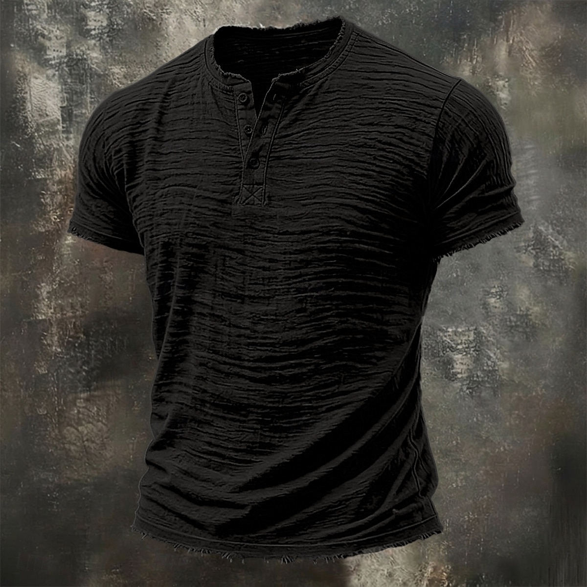 Men's T Shirt Linen T-Shirt Short Sleeve Henley Summer Spring Solid Color Textured Vacation Vintage Sports Raw Edge Casual Home Outdoor White Wine Green Top Tee for Men 2026 - $26.99 –P7