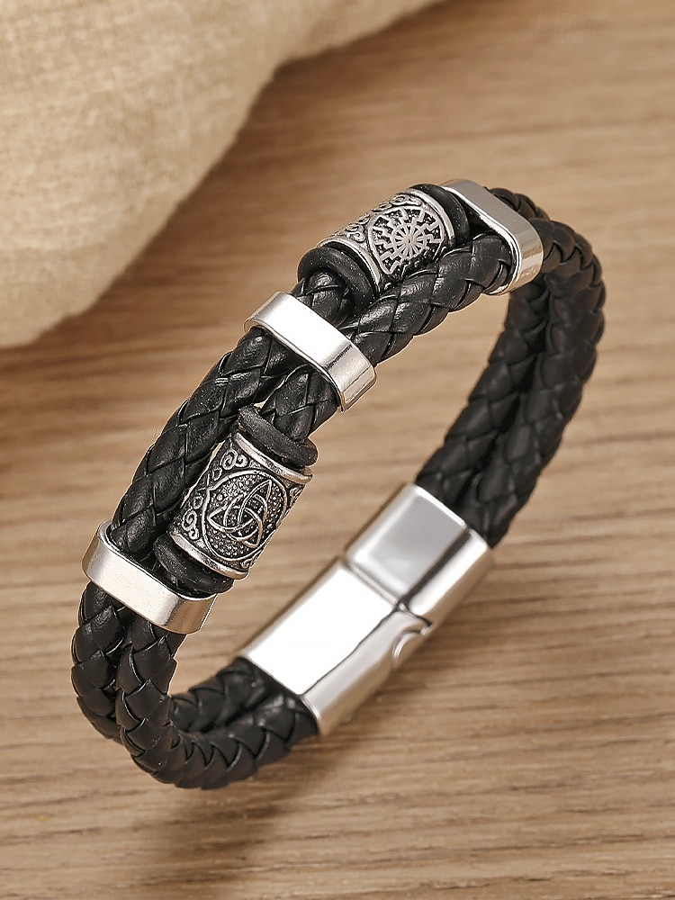 Bracciale da uomo vichingo intrecciato in similpelle e lega, bracciale con rune nordiche multicolore per abbigliamento casual, stile biker, moda outdoor, regalo per lui del 2026 a $11.99 –P3