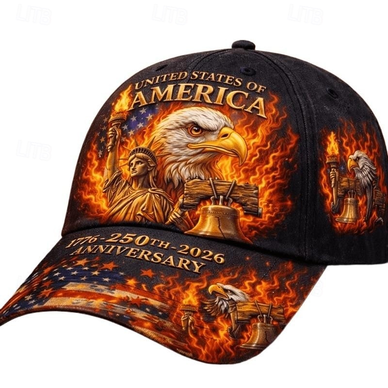 Yhdysvaltain 250-vuotisjuhlavuoden lippalakki, isänmaallinen digitaalipainettu kotka &Liberty Bell -graafinen hattu, 1776-2026 juhlahattu, säädettävä snapback-lippis miehille ja naisille, 2026 - $21.99 –P3