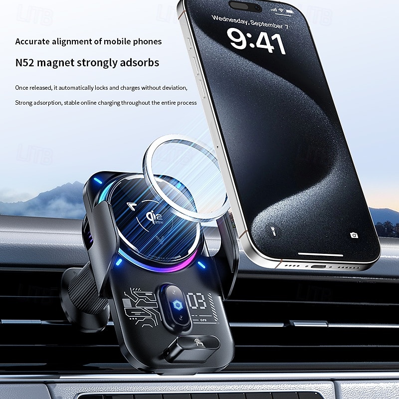Qi2 25W Wireless Car Charger with Semiconductor Refrigeration, Fast Cooling Magnetic Phone Mount, Auto-Clamping Car Phone Holder with RGB Light, for iPhone 17/16/15/14, Samsung S26, Android 2026 - $47.99 –P4