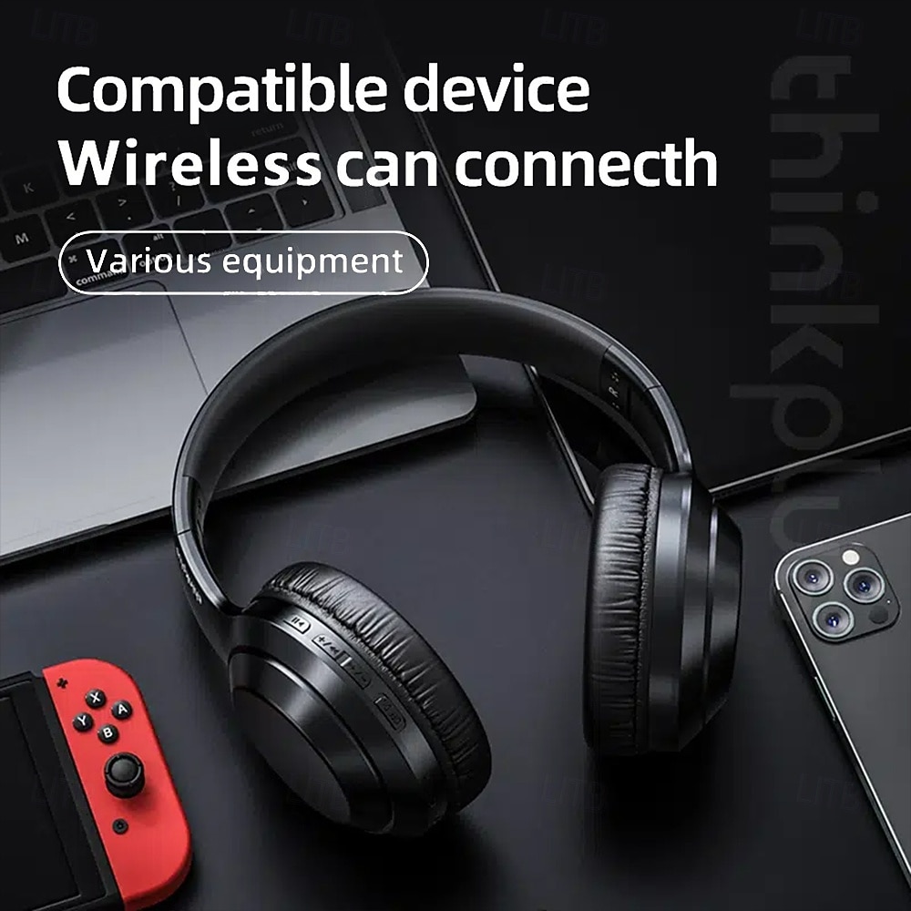 Lenovo ThinkPlus draadloze over-ear hoofdtelefoon, Bluetooth 5.3 headset met microfoon, hifi stereo diepe bas, zachte oorkussens, opvouwbaar voor gaming, reizen, kantoor, compatibel met pc en 2026 - $48.99 –P3