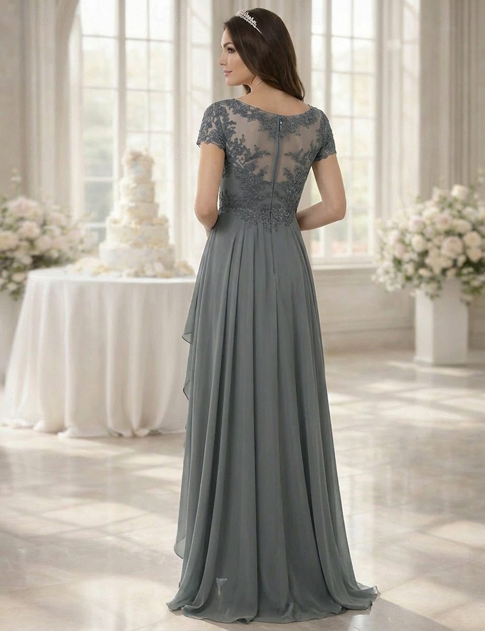 Linea ad A Lunghezza al pavimento Abito da invitata a nozze Abito Formale Abito da sera Abito da cerimonia per signora Manica Corta Scollo a V Elegante Semplice Ospite di nozze Serata Formale del 2026 a $160.99 –P2
