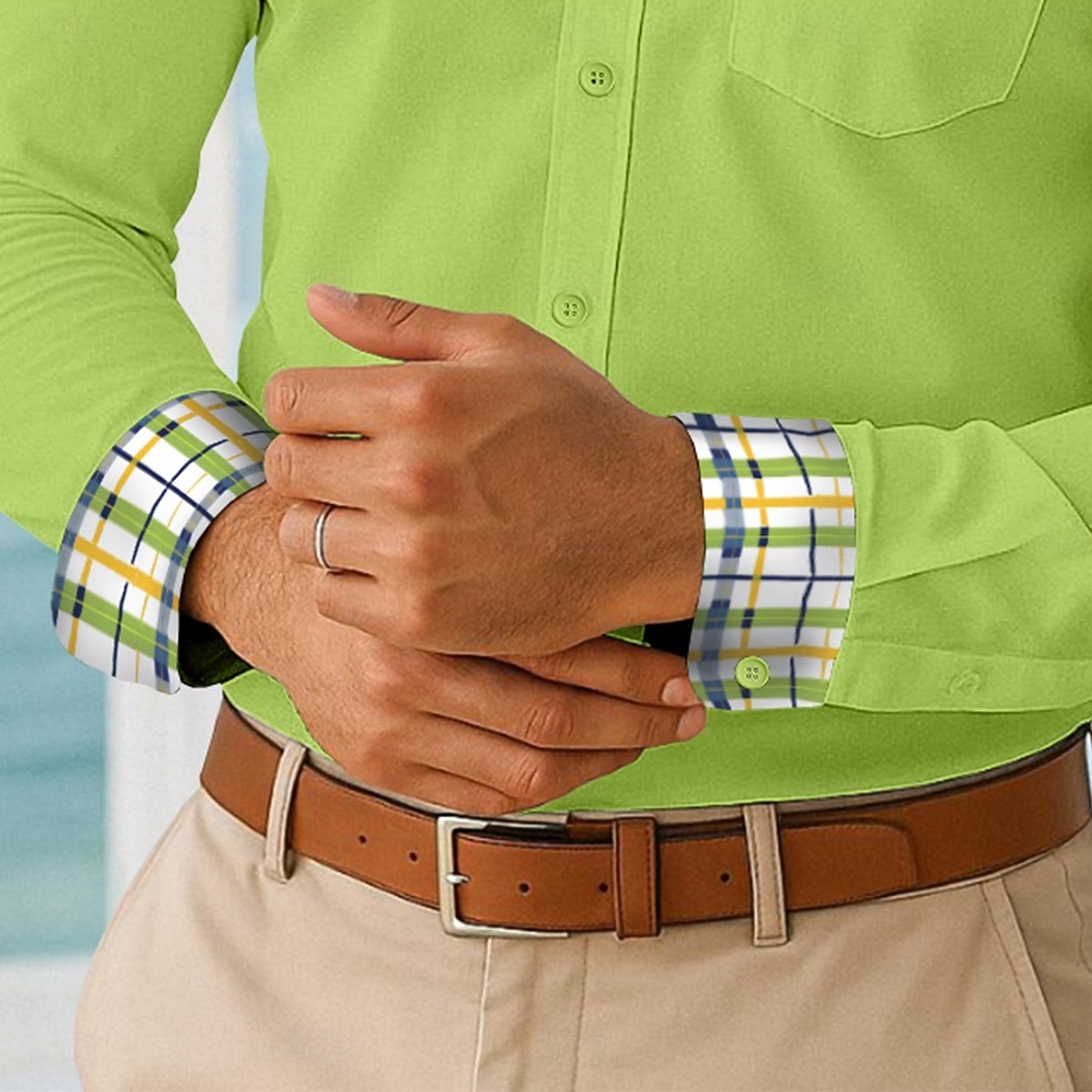 Hombre Camisa Camisa de verano Camisa casual Abotonar la camisa Plaid Casual Diario Blanco Amarillo Azul Marino Verde Trébol Manga Larga Cuello Verano Primavera Ropa Bolsillo delantero 2026 - $28.99 –P3