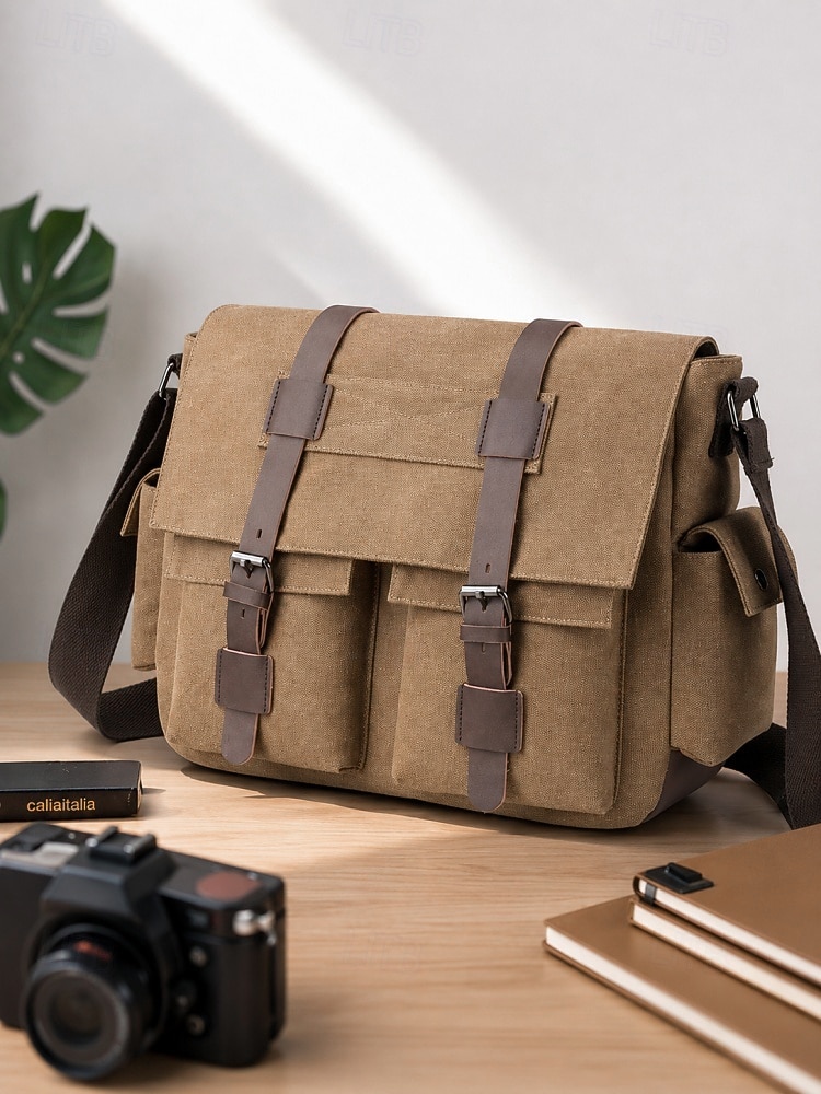 Men's Vintage Canvas Messenger Bag, Multi-Color Large Capacity Crossbody Shoulder Bag with Multiple Pockets for Work, Travel, Daily Commute 2026 - $42.99 –P4