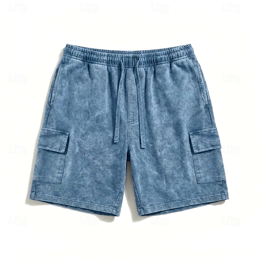Herren-Cargoshorts mit Acid-Wash-Effekt – elastischer Bund mit Kordelzug – blau 2026 - $33.99 –P3