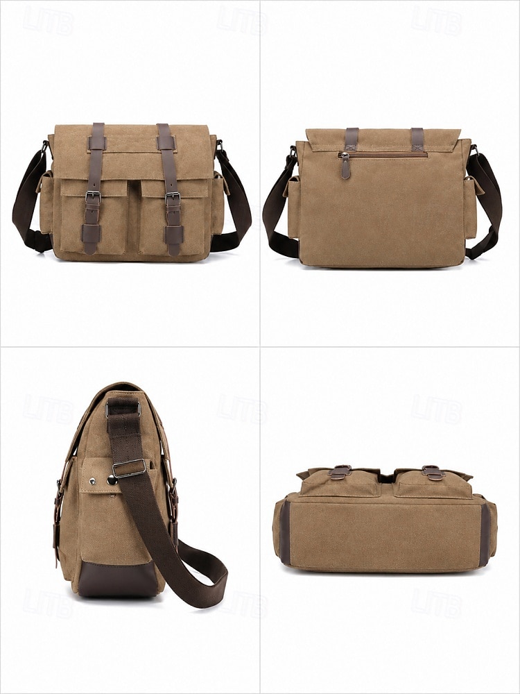 Men's Vintage Canvas Messenger Bag, Multi-Color Large Capacity Crossbody Shoulder Bag with Multiple Pockets for Work, Travel, Daily Commute 2026 - $42.99 –P7