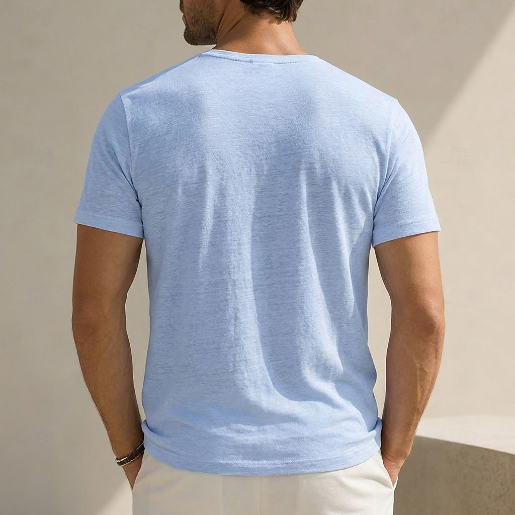 Ανδρικά Μπλουζάκι T-Shirt Cotton Blend Κοντομάνικο Λαιμόκοψη V Ανοιξη καλοκαίρι Καλοκαίρι Άνοιξη Συμπαγές Χρώμα Σκέτο Βίντατζ Μποέμ Καθημερινό Σκέτο Causal Διακοπές Δρόμος Λευκό Μαύρο Μπλε Απαλό 2026 - $40.99 –P4