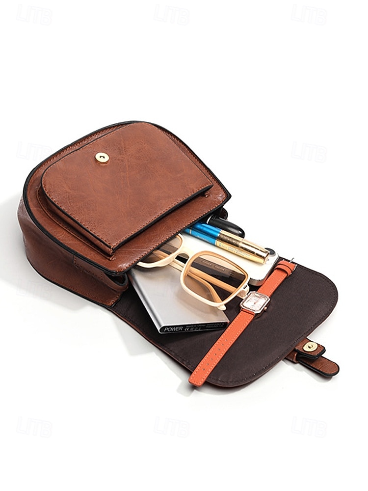 Retro-Umhängetasche aus braunem Kunstleder für Damen im Boho-Vintage-Stil mit verstellbarem Riemen – ideal für Freizeit, Reisen und Sommer. 2026 - $18.99 –P7