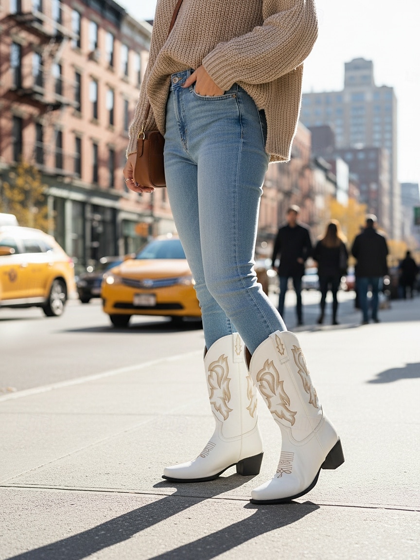 Women's Red Embroidered Western Cowboy Boots, Pointed Toe Pull-On Cowgirl Boots for Country Concerts and Festivals 2026 - $64.99 –P3
