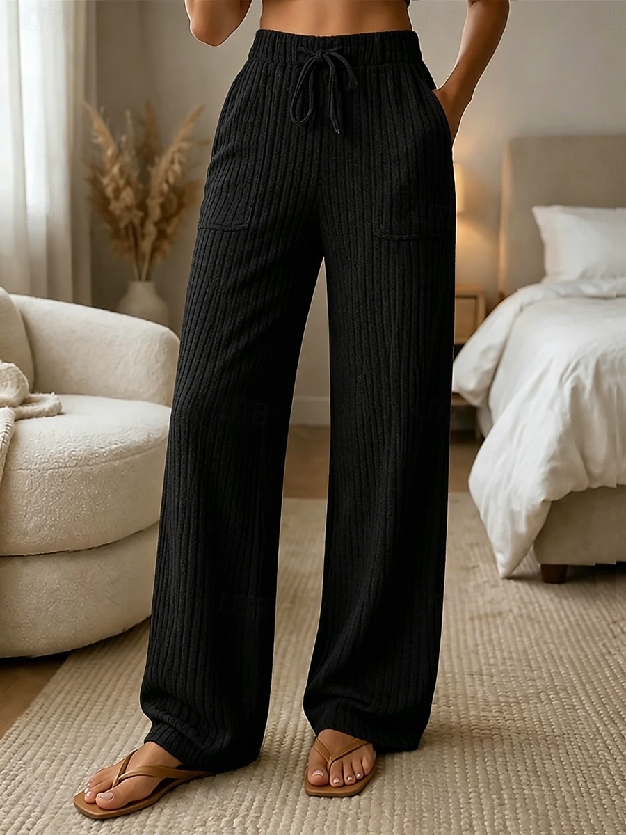 Mulheres Atrevido Moda Comprimento total Cintura Alta Conforto Com Stretch Férias Preto Amêndoa Azul Marinho Escuro Marron Primavera de 2026 por $22.99 –P2