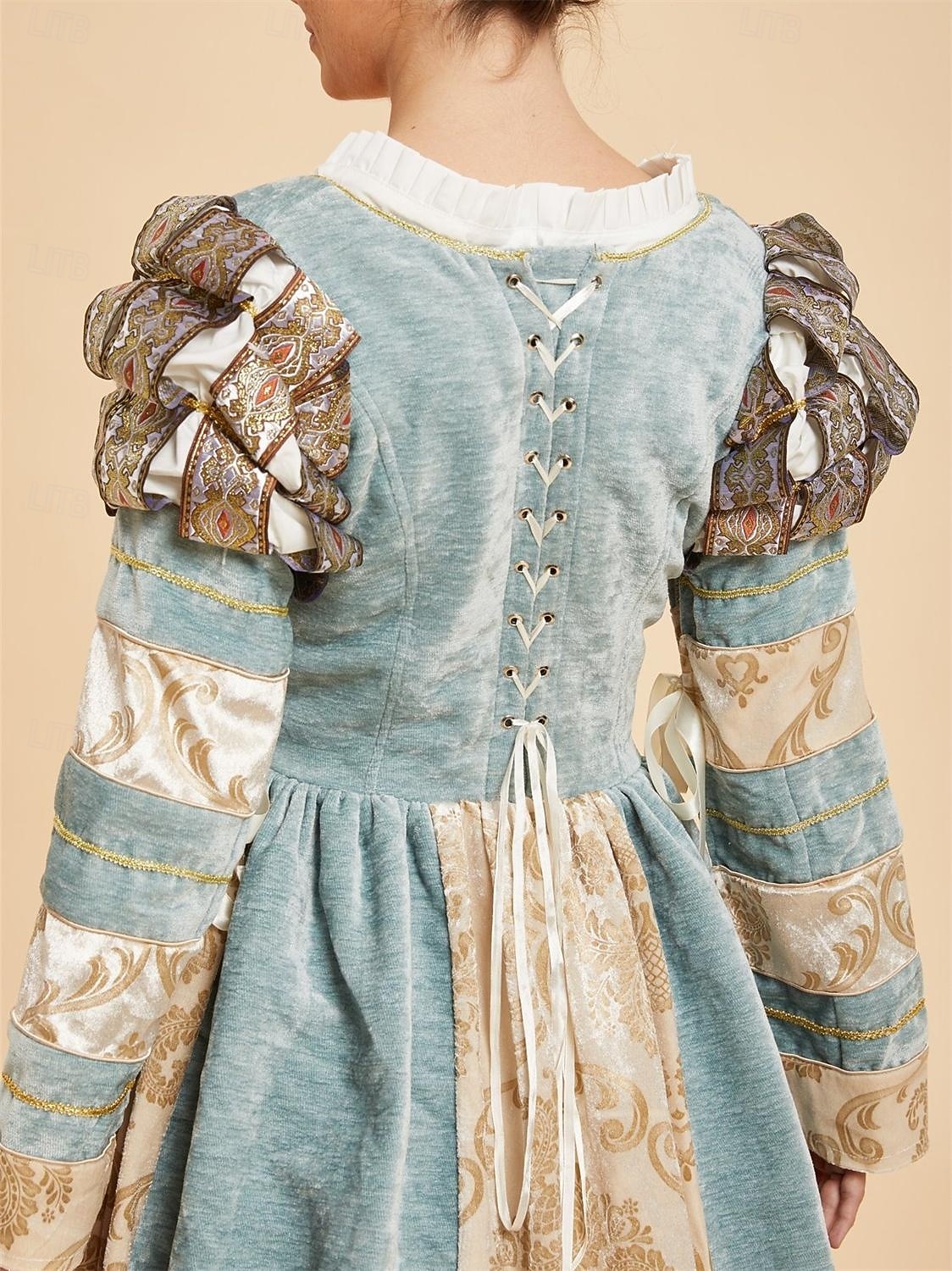 Retro Vintage Medieval Renaissance Floor Length Dress Gown Long Sleeves ...