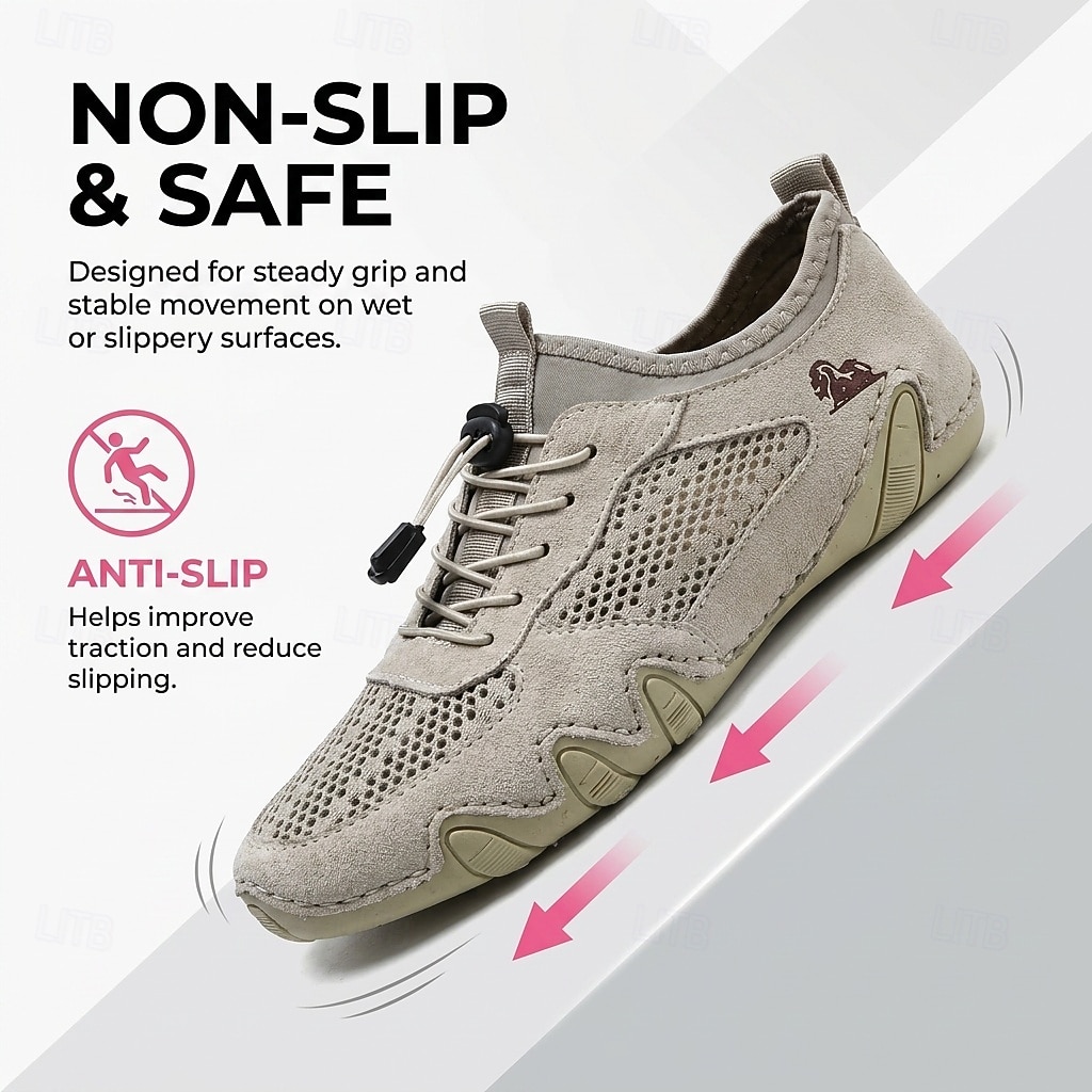 Scarpe da trekking da uomo beige in mesh, scarpe da trail running con lacci, scarpe da passeggio leggere e antiscivolo per viaggi, campeggio e uso quotidiano. del 2026 a $34.99 –P3