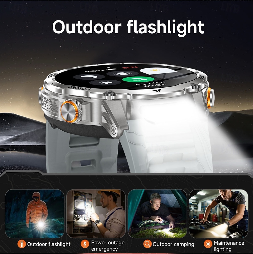 AK102 Smartklokke 1.7 tommers Bluetooth-anrops-smartklokke Skritteller Samtalepåminnelse Fitnessporing Kompatibel med Android iOS Herre GPS Lang ventetid Håndfri bruk IP68 50mm urkasse 2026 - $84.99 –P7