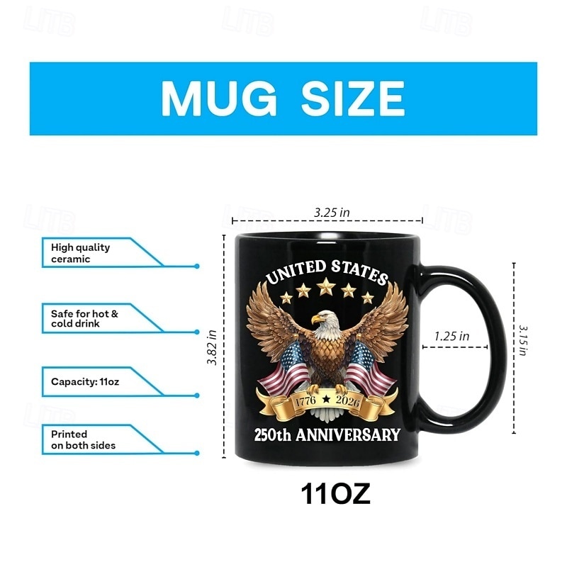 Mug commémoratif du 250e anniversaire des États-Unis (1776-2026), aigle à tête blanche américain patriotique &Mug commémoratif drapeau, cadeau du 550e anniversaire pour les anciens combattants &tasse de 2026 ? $17.99 –P6