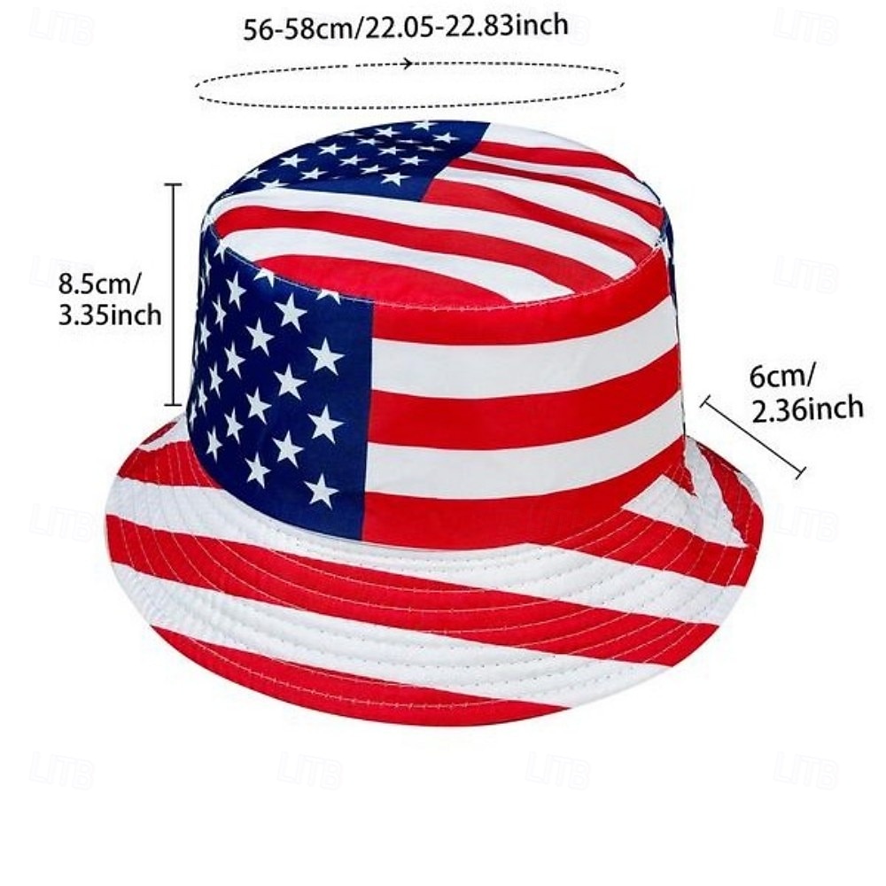 Patriottische Amerikaanse vlag bucket hat, omkeerbare vissershoed voor mannen &Dames opvouwbare zomerzonnehoed met sterren- en strependesign, lichtgewicht outdoor pet voor vissen, wandelen, strand, 2026 - $9.99 –P2