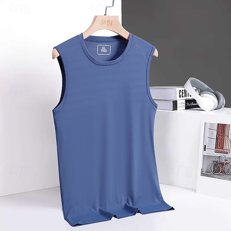 Men's Tank Top Undershirt Wife beater Shirt Sleeveless Round Neck Summer Plain Sports Soak Off Muscle V Neck Casual Indoor Outdoor Black White Dark Blue Top Tee for Men 2026 - $16.49 –P4