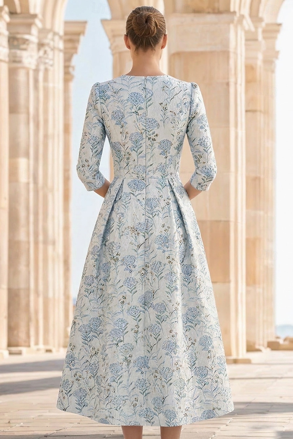 A-Line Dress Ankle Length Cocktail Dresses Party Dresses Elegant Vintage Half Sleeve V Neck Wedding Guest Church Detachable Jacquard with Bow(s) Flower 2026 - $183.99 –P3