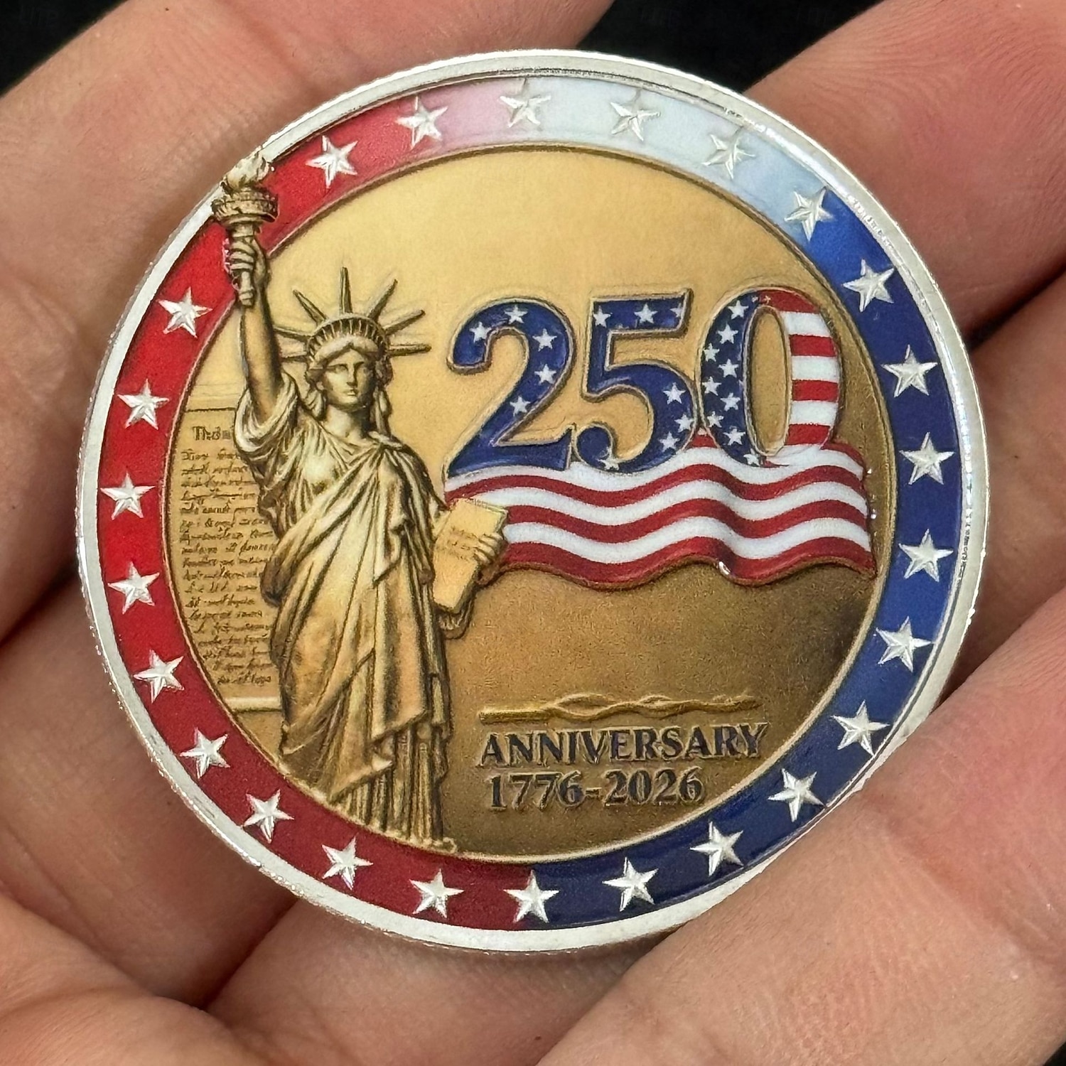 عملة تذكارية بمناسبة الذكرى السنوية الـ 250 لتأسيس الولايات المتحدة الأمريكية (1776-2026)، عملة تحدي وطنية بمناسبة مرور 250 عامًا على تأسيسها، تحمل تصميم تمثال الحرية، هدية تذكارية قيّمة لهواة جمع 2026 - $16.99 –P3
