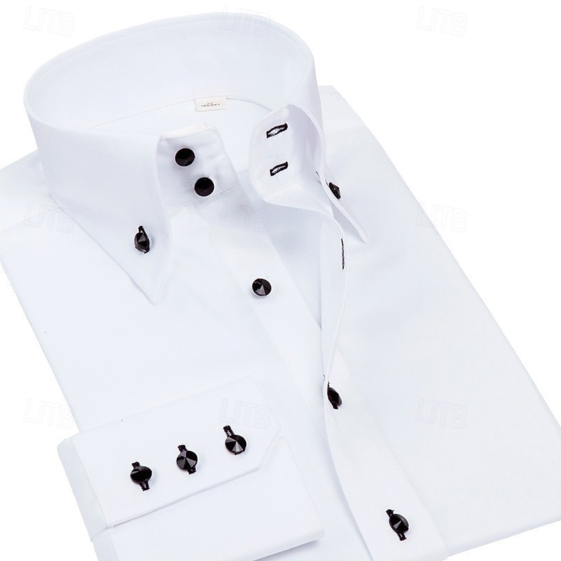 Herr Skjorta Spearpoint krage skjorta Button Down skjorta Slät Ledigt Dagligen Svart Vit Rubinrött Mörk marin Långärmad Spread-krage Vår Vår & Höst Kläder Button-Down 2026 - $31.99 –P9