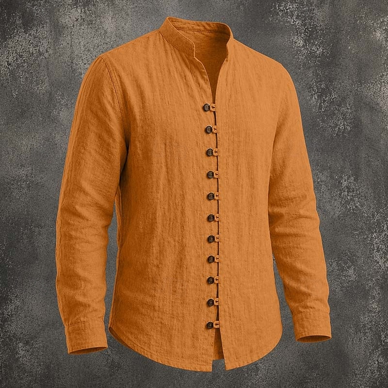 Heren Overhemd Linnen overhemd Zomer overhemd Normaal shirt Overhemd met knopen Effen Casual Dagelijks Zwart Wit Blozend Roze Hemelsblauw Lange mouw Band Kraag Lente zomer Zomer Kleding Knop 2026 - $26.99 –P7
