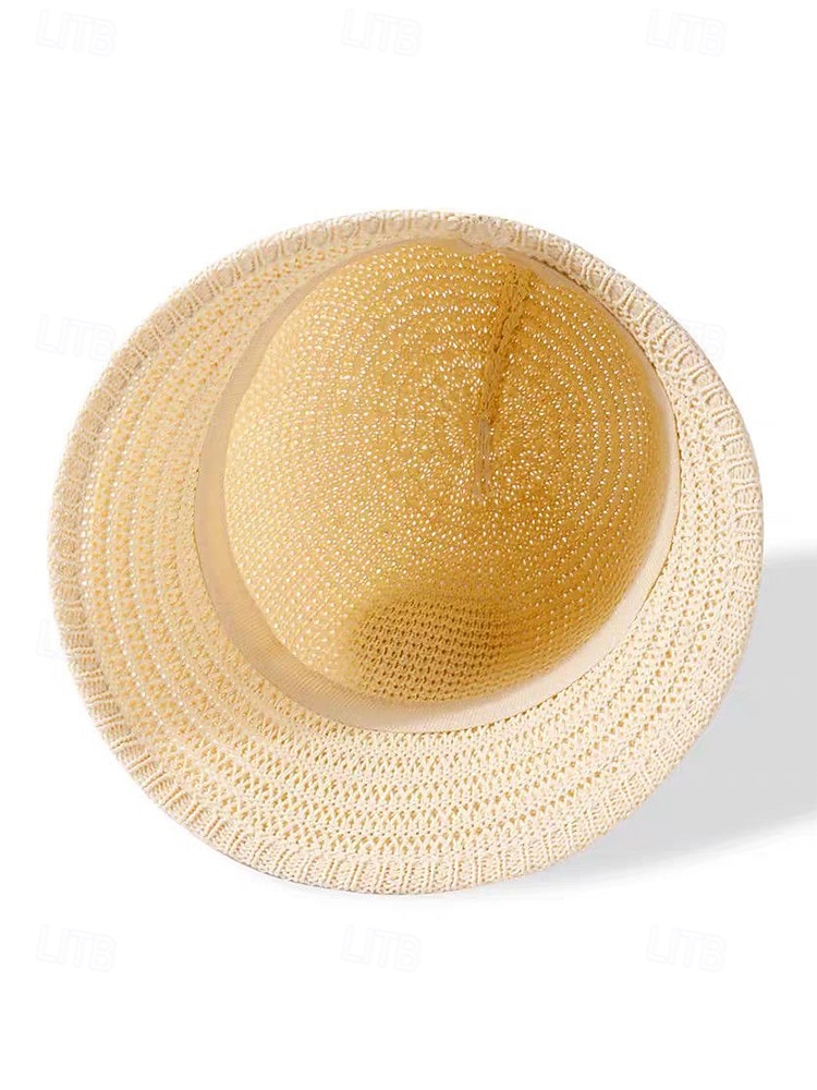 Sombrero de sol de poliéster tejido para mujer, estilo cloche multicolor con ala larga en la parte delantera y corta en la trasera. Sombrero ligero ideal para vacaciones de verano, playa, viajes, 2026 - $11.99 –P10