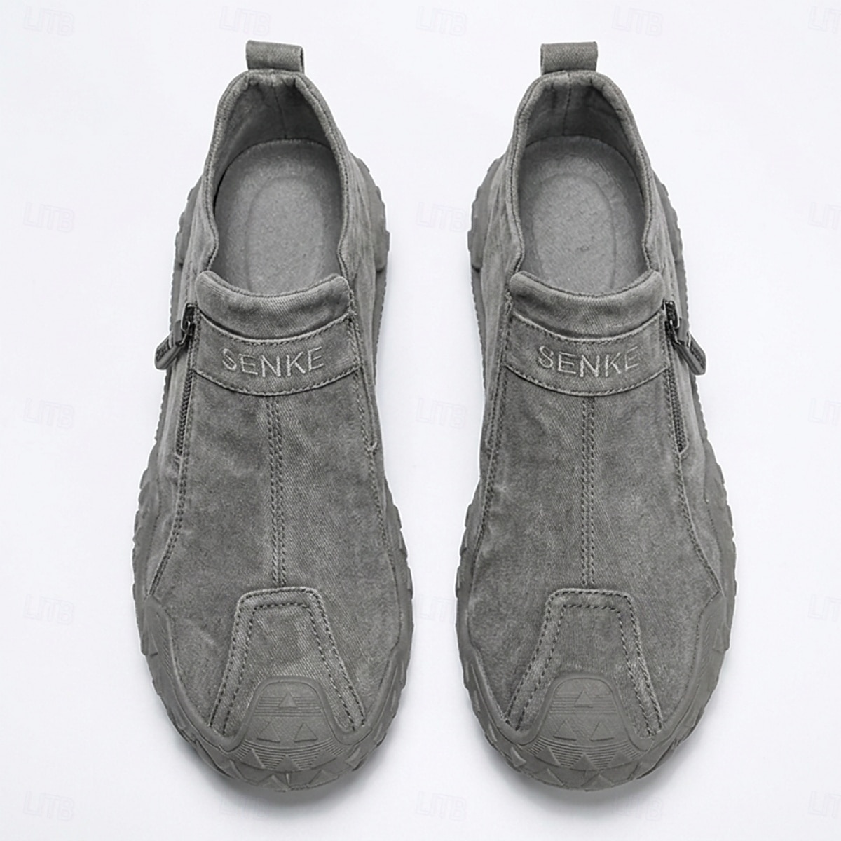 Zapatillas de senderismo grises para hombre: zapatillas ligeras con cremallera lateral para actividades al aire libre, calzado cómodo y antideslizante para senderismo, viajes y aventuras cotidianas. 2026 - $34.99 –P7