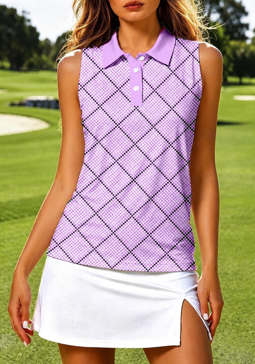 Mulheres Xadrez Quadrados Tops Camisa Esportiva Camisa polo de caminhada Regata Sem Manga Floral Botões UPF50+ Resistente a UV Elasticidade Alta Pavio Humido Respirável Voleibal Tênis Golfe Colarinho de 2026 por $17.99 –P7