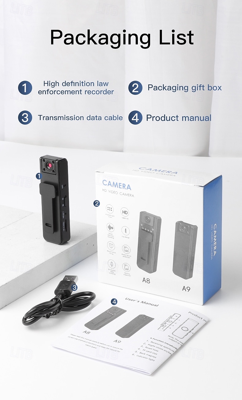 1080p HD-bodycamera met infrarood nachtzicht, mini draagbare clip-on beveiligingscamera voor thuis, kantoor en buiten, draagbare videorecorder met sportstabilisatie en activering met één druk op de 2026 - $28.99 –P12