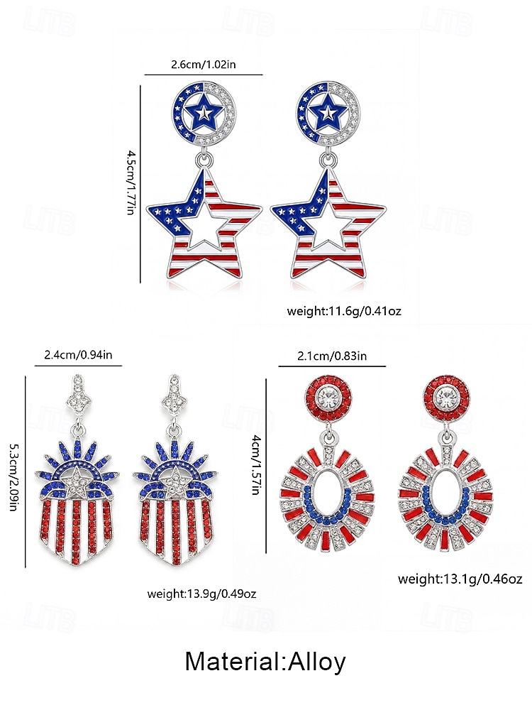 Women's Patriotic Commemorative Earrings, Alloy 4th of July & America 250 Holiday Drop Earrings, Multi Style Red White Blue Statement Earrings for Parade Party Celebration 2026 - $11.99 –P10