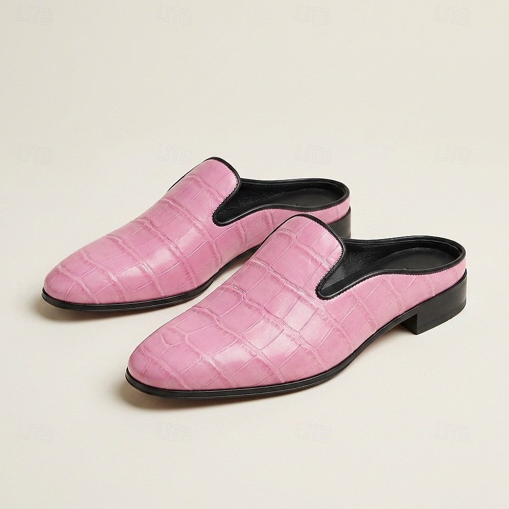 Mocassini da uomo rosa con stampa coccodrillo: scarpe eleganti slip-on di lusso, calzature di tendenza perfette per matrimoni, balli di fine anno e feste alla moda. del 2026 a $46.99 –P3