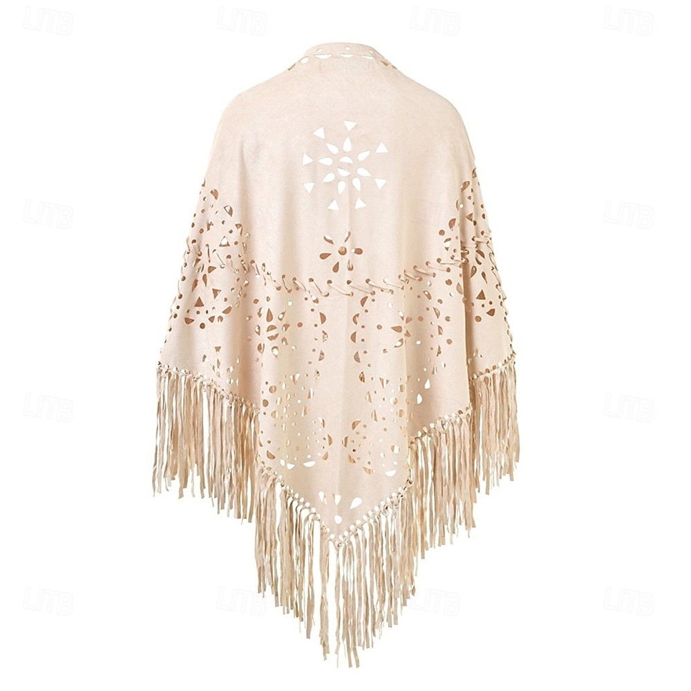 Retro Vintage Hippie 1970s Cape Hippie Tassel Fringe Fancy Dress Women's Carnival Music Festival Holiday Adults' 2026 - $49.99 –P11