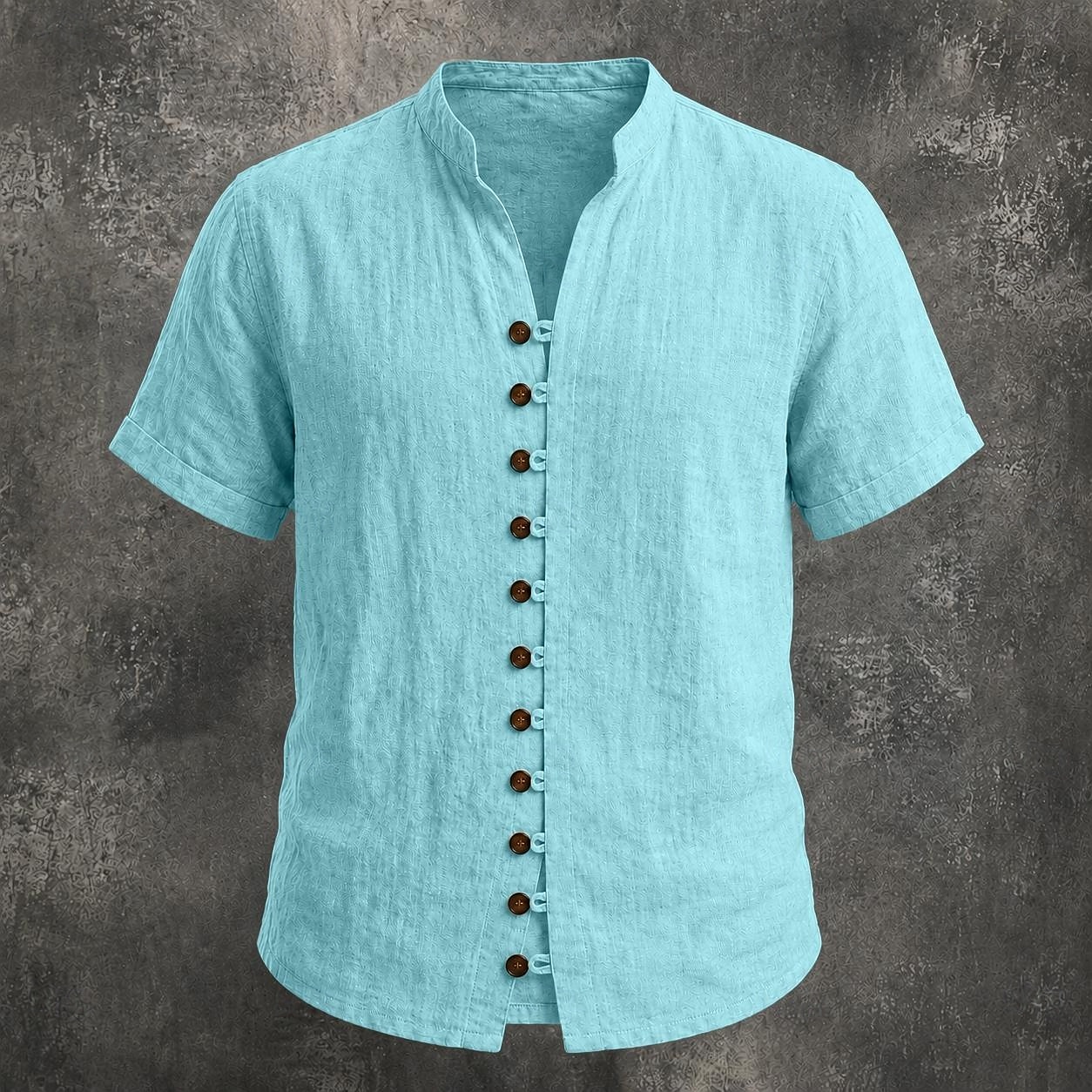 Men Linen Shirt Summer Shirt Beach Wear Button Up Shirt Plain Casual Vacation Black White Pink Sky Blue Short Sleeve Stand Collar Spring & Summer Summer Clothing Apparel Buttons 2026 - $24.99 –P6