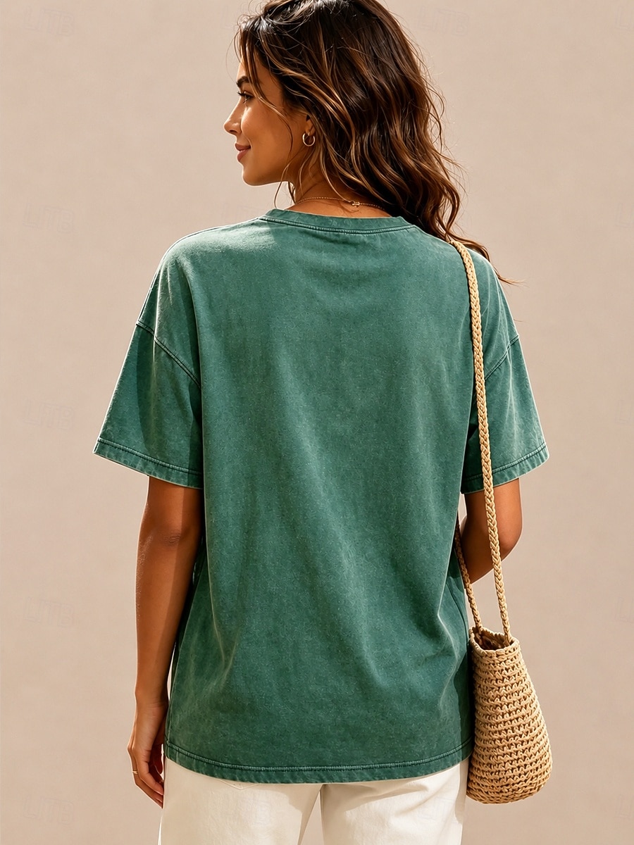 Damen 100% Baumwolle Besticktes T-Shirt Grafik Schmetterling Vintage Klassisch Lässig Kurzarm Rundhalsausschnitt Normale Oberteile Lässig Täglich Wochenende Grün Sommer Frühling 2026 - $32.99 –P4